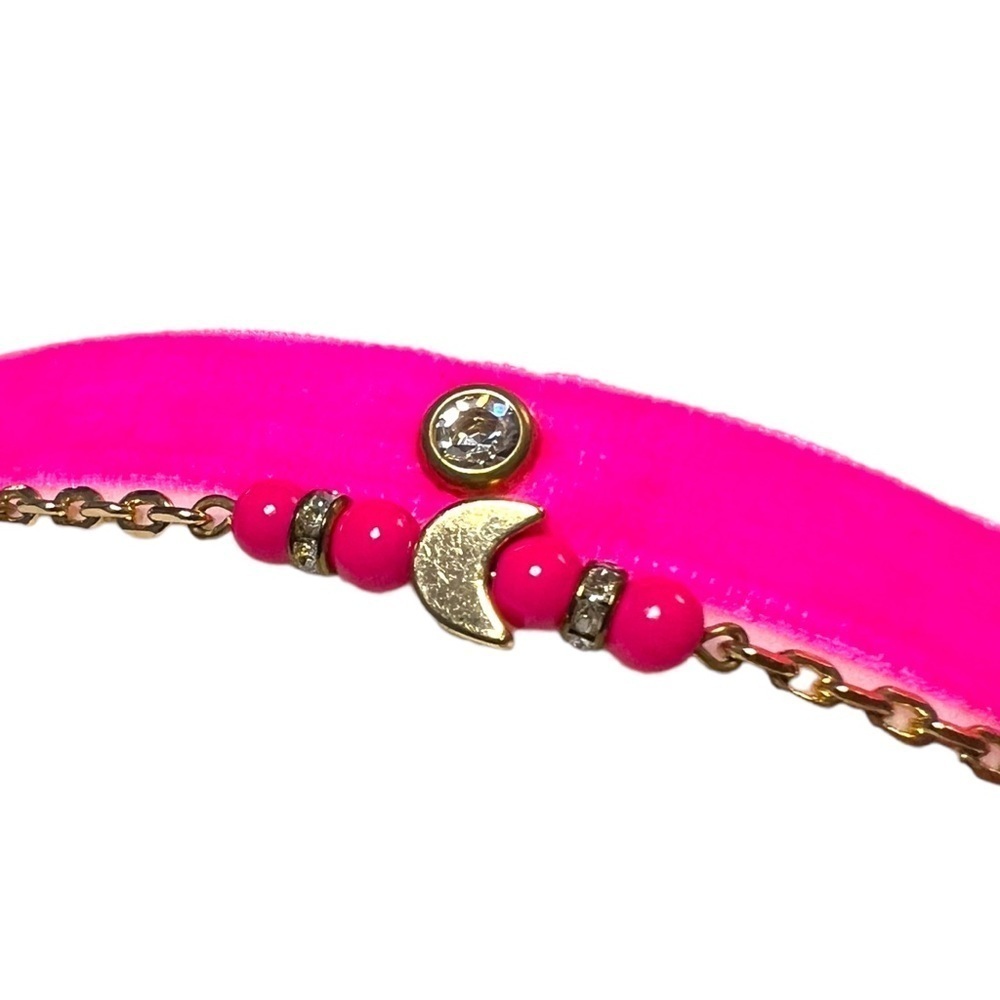 ettika Revolve Hot Pink Velvet and Gold Metal Choker - NEW